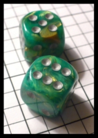 Dice : Dice - 6D Pipped - Green Chessex Lustrous Green with Silver - Toad and Troll Dec 2010